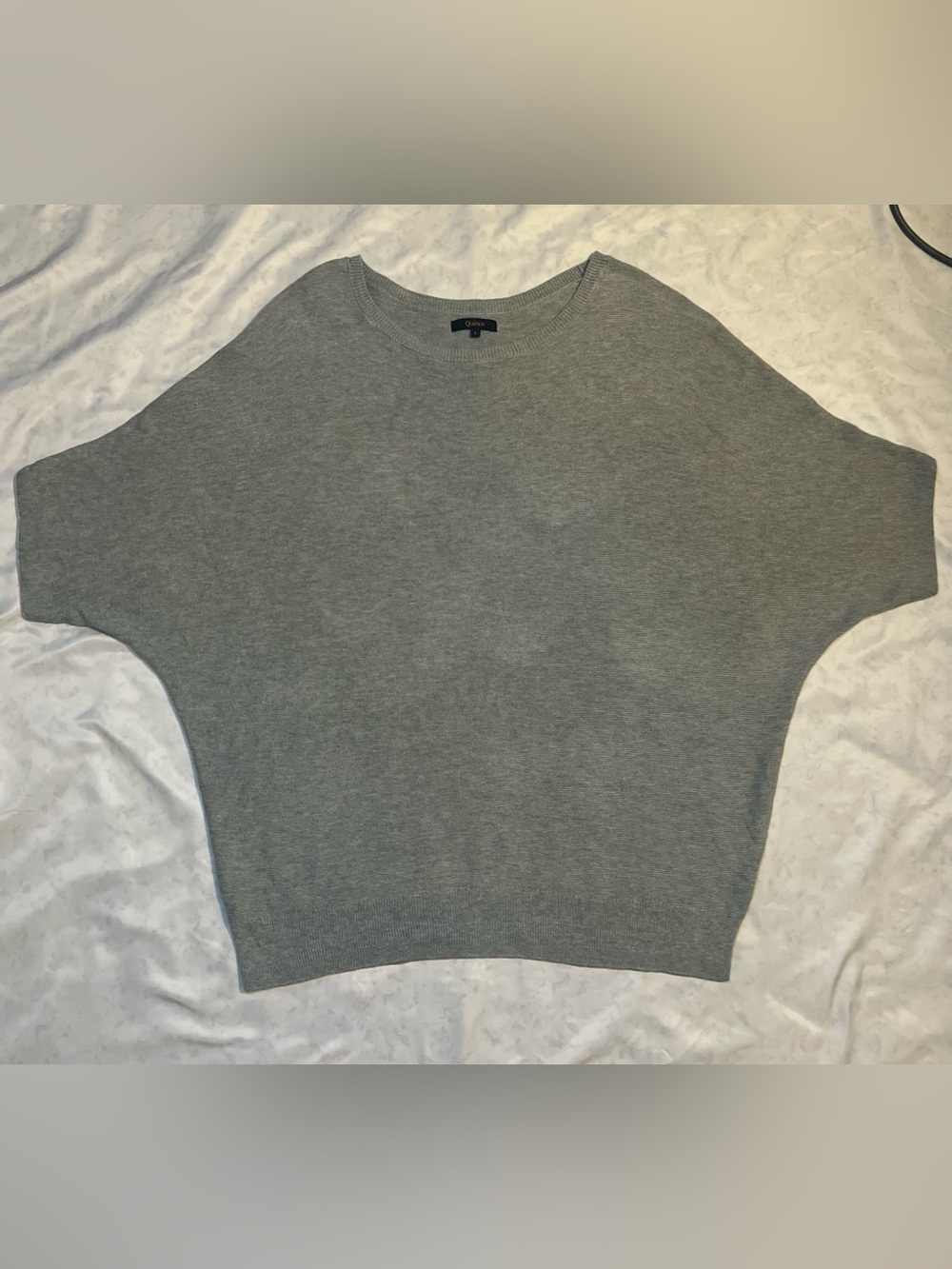 Quince Lightweight Cotton Cashmere Link-Stitch Dolman Sweater, Heather Gray, L